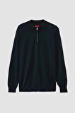 Ds Damat Slim Fit Haki Yarım Fermuarlı Triko Kazak 3HF06ORT00004