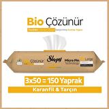 Sleepy Bio Çözünür Yüzey Temizlik Havlusu&Mendili Karanfil&Tarçın 3x50 (150 Yaprak)