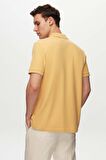 Ds Damat Regular Fit Açık Sarı Pike Dokulu %100 Pamuk Kıvrılmaz Polo Yaka Nakışlı T-Shirt 4HC14ORT51000