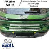 Peugeot 308 HB Krom Arka Tampon Üstü Koruma 2022 ve Üzeri Paslanmaz Çelik