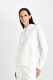 DeFacto Relax Fit Kapüşonlu Kanguru Cepli Kalın Basic Düz Sweatshirt W1240AZ24WNER105