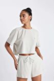 DeFactoFit Cropped Fit Bisiklet Yaka Sporcu Ribana Kısa Kollu Tişört A9916AX24SMGR294