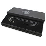 Kararmaz Metal Anadolu Desen Püsküllü Kesme Kesim Siyah Sıkma Kehribar