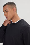 Standart Fit Normal Kesim Pamuklu Bisiklet Yaka Sweatshirt