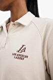 DeFactoFit NBA Los Angeles Lakers Polo Yaka Pike Sweatshirt D6152AX25SPBG745