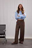 DeFacto Wide Leg Kumaş Pantolon Geniş Bol Paça Basic Düz Çift Cepli Yüksek Bel Standart Boy D4360AX25SPBN142