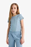 DeFacto Kız Çocuk Slim Fit Dar Kesim Bisiklet Yaka Basic Düz Ribana Kısa Kollu Tişört C0104A825SMBE760