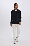 DeFactoFit Standart Fit Fermuarlı Dik Yaka Skuba Dalgıç Kumaş Cepli Sporcu Sweatshirt X9124AZ24AUBK81