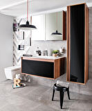 VitrA Metropole 58195 Lavabo Dolabı, Tek Çekmeceli, Infinit Lavabolu,100cm,Erik-Siyah