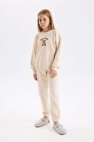 Kız Çocuk Pijama Takımı Sweatshirt Kumaşı Uzun Kollu Üst Beli Lastikli Alt