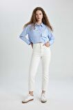 DeFacto Mary Vintage Straight Fit Yüksek Bel Bilek Boy Beyaz Jean Pantolon C1318AX24SMWT1