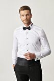 Beyaz Damatlık Ata Yaka Tailored Slim Fit Gömlek