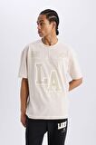 DeFactoFit NBA Los Angeles Lakers Oversize Geniş Kalıp Bisiklet Yaka Kısa Kollu Pike Tişört D8551AX25SPBG745