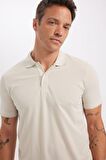 Slim Fit Kıvrılmaz Polo Yaka Kol Bantlı Pamuklu Tişört
