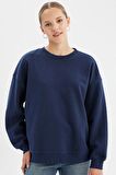 DeFacto Oversize Geniş Kalıp Bisiklet Yaka Kalın Basic Düz Sweatshirt Y1346AZ24WNNV241
