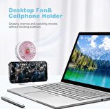 QASUL Cep Telefon Tutucu Mini Fan Masaüstü Taşınabilir  Çilek Görünümlü Şarj Edilebilir El Fanı