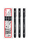 uni ball pin 0,3 Teknik Çizim Kalemi Siyah (3 Adet)