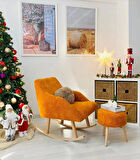 Sallanan Ahşap Ayaklı Berjer Koltuk - Puf Hediyeli