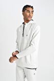 DeFactoFit Standart Fit Kapüşonlu Pike Sporcu Sweatshirt C9181AX24AUGR493