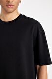 DeFacto %100 Pamuk Relax Fit Bisiklet Yaka Kısa Kollu Basic Düz Siyah Tişört D3673AX24AUBK81