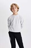 DeFacto Erkek Çocuk Bisiklet Yaka Selanik Kumaş Basic Düz Sweatshirt B5308A823WNGR157