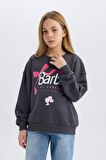 DeFacto Kız Çocuk Barbie Relax Fit Bisiklet Yaka Sweatshirt D8831A825SPAR126