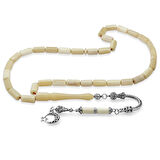 Kararmaz Metal Püsküllü Kapsül Kesim İmamesi İşçilikli Natural Renk Deve Kemiği Tesbih