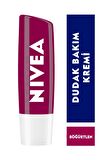 Nivea Dudak Bakım Kremi Ve Parlatıcı Böğürtlen 4,8gr,nemlendirici,doğal Yağlar Ile Bordo Işıltı