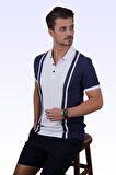 Lacivert Beyaz Çift Renkli Polo Tişört