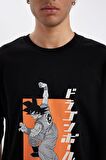 DeFacto Dragon Ball Loose Fit Bisiklet Yaka Sırt Baskılı Pamuklu Kısa Kollu Tişört C6526AX24AUBK81