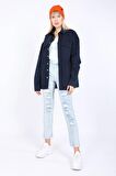 Kadın Oversize Jean Gömlek Lacivert