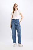 DeFacto Carrot Fit Yüksek Bel Bilek Boy Jean Yıkamalı Pantolon D8355AX24AUNM28