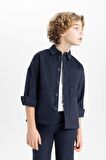 DeFacto Erkek Çocuk Oversize Fit Polo Yaka Uzun Kollu Gömlek B6705A824SMNV241