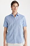 DeFacto Regular Fit Yazlık Polo Yaka Basic Düz Kısa Kollu Gömlek D4498AX24SMBE627