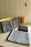 4 Parça Gri Mikrofiber Temizlik Bez Seti ,Cam ,+Toz + Mutfak Beii +Telli Bulaşık Süngeri