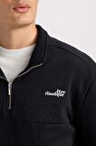 DeFacto Relax Fit Dik Yaka Fermuarlı Baskılı Kalın Sweatshirt D2164AX24AUBK81