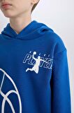 DeFacto Erkek Çocuk Kapüşonlu Spor Baskılı Kalın Sweatshirt D4346A824WNBE331