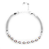 Oval Tasarım Multicolor Zirkon Taşlı 925 Ayar Gümüş Su Yolu Kadın Bileklik