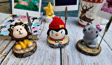3'lü Sevimli Hayvan Not Ve Kağıt Tutucu Kawaii Penguen Kedi Aslan Masaüstü Ofis Hediyesi