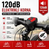 120 dB USB Type-C Şarjlı Bisiklet Kornası Alarm Zili Anti Hırsızlık Elektrikli Korna Scooter Motosiklet Bisiklet Zili Güçlü Sesli