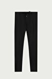 Slim Fit Siyah Beli Lastikli Bağcıklı Fermuarlı Likralı Rahat Jogger Pantolon 2HC03ORTJGR01