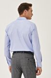 Erkek Açık Mavi Ütü Gerektirmeyen Non -ıron Slim Fit Dar Kesim %100 Pamuk Düğmeli Yaka Gömlek