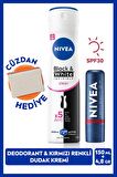 Kadın Sprey Deodorant Black & White Invisible Clear 150ml ve Kırmızı Renkli Dudak Bakım Kremi, SPF30, Cüzdan Hediye