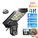 Ip66 4G Sım Kartlı Ptz Hareketli Kamera Uzaktan İzleme + Solar Sokak Lambası Harekete Duyarlı 