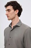 Ds Damat Slim Fit Antrasit İtalyan Yaka Armürlü Gömlek 2HF02ORT3185 2HF02ORT3185