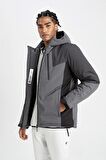 DeFactoFit Termometreli Mont Su İtici Rüzgar Geçirmez Slim Fit Dar Kesim Kapüşonlu Fermuarlı A2756AX24WNBK81