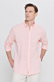 Comfort Fit Rahat Kesim Düğmeli Yaka Casual Keten Gömlek