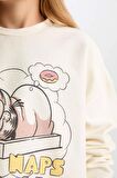DeFacto Kız Çocuk Pijama Takım Garfield Sweatshirt Üst Desenli Beli Lastikli Uzun Alt D6061A824WNBG759