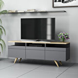 Berlin 150cm 3 Kapaklı Tv Ünitesi Antrasit - Safir Meşe