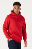 Erkek Kırmızı Standart Fit Normal Kesim Içi Polarlı 3 Iplik Kapüşonlu Pamuklu Sweatshirt
